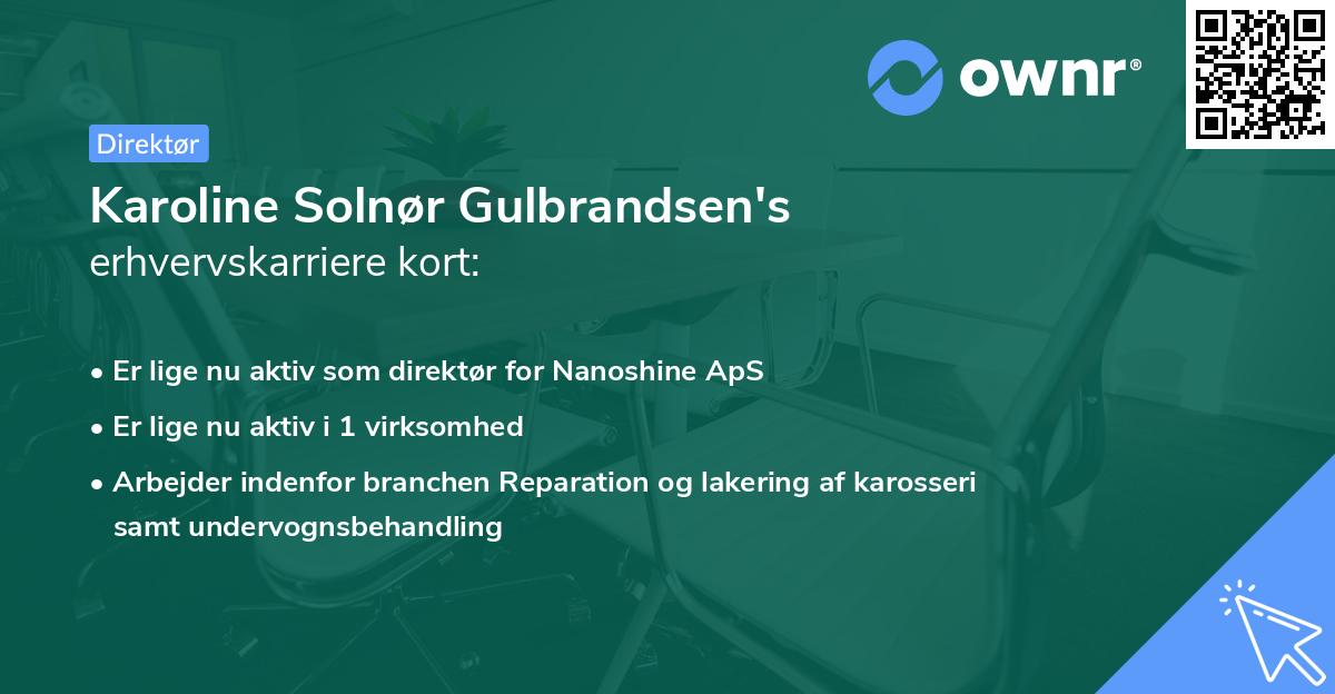 Karoline Solnør Gulbrandsen's erhvervskarriere kort