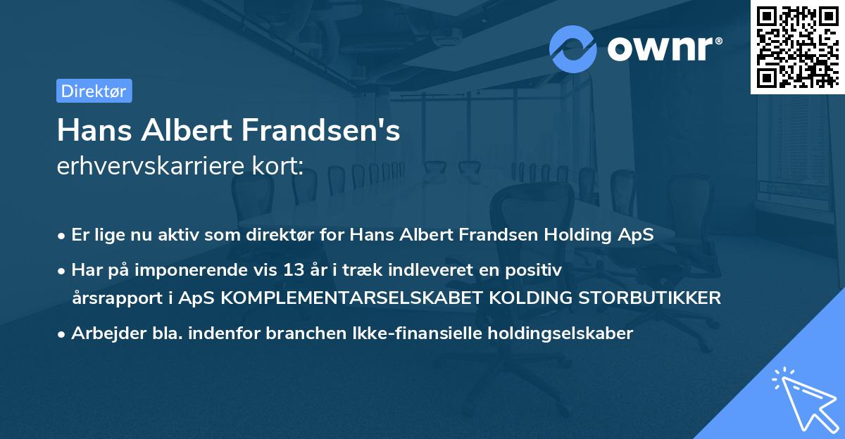 Hans Albert Frandsen's erhvervskarriere kort
