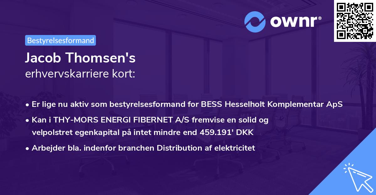 Jacob Thomsen's erhvervskarriere kort