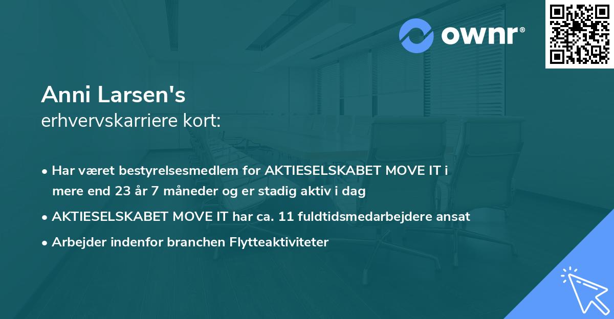Anni Larsen's erhvervskarriere kort