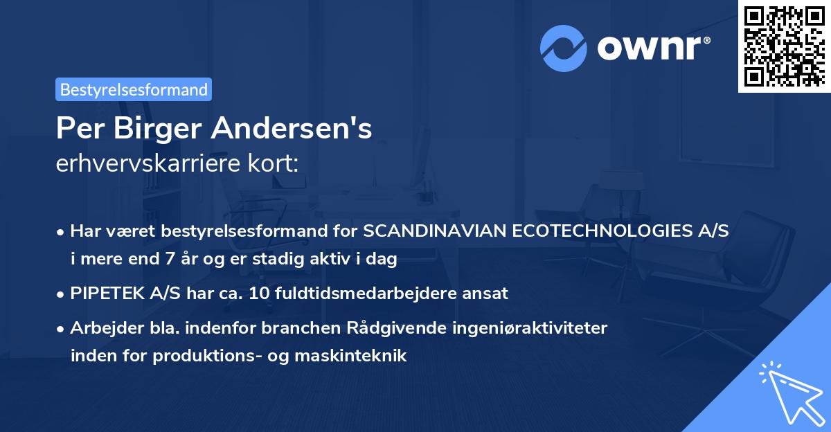 Per Birger Andersen's erhvervskarriere kort