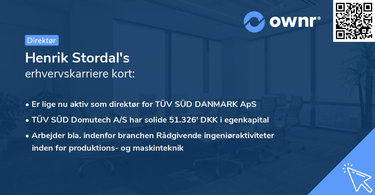 Henrik Stordal's erhvervskarriere kort