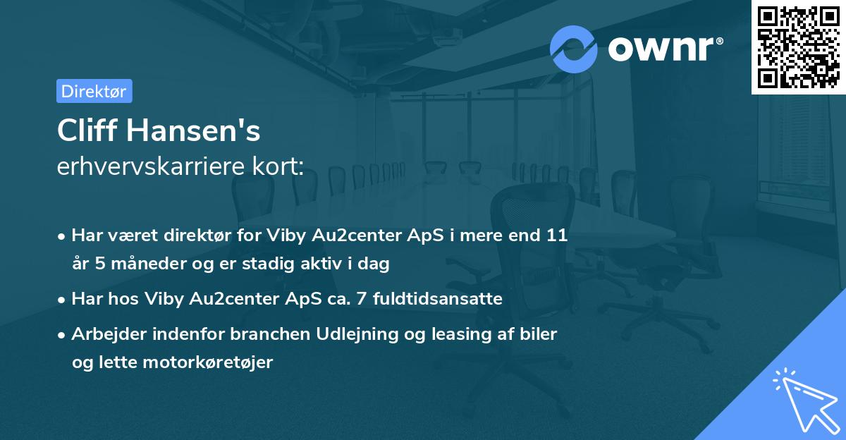 Cliff Hansen's erhvervskarriere kort