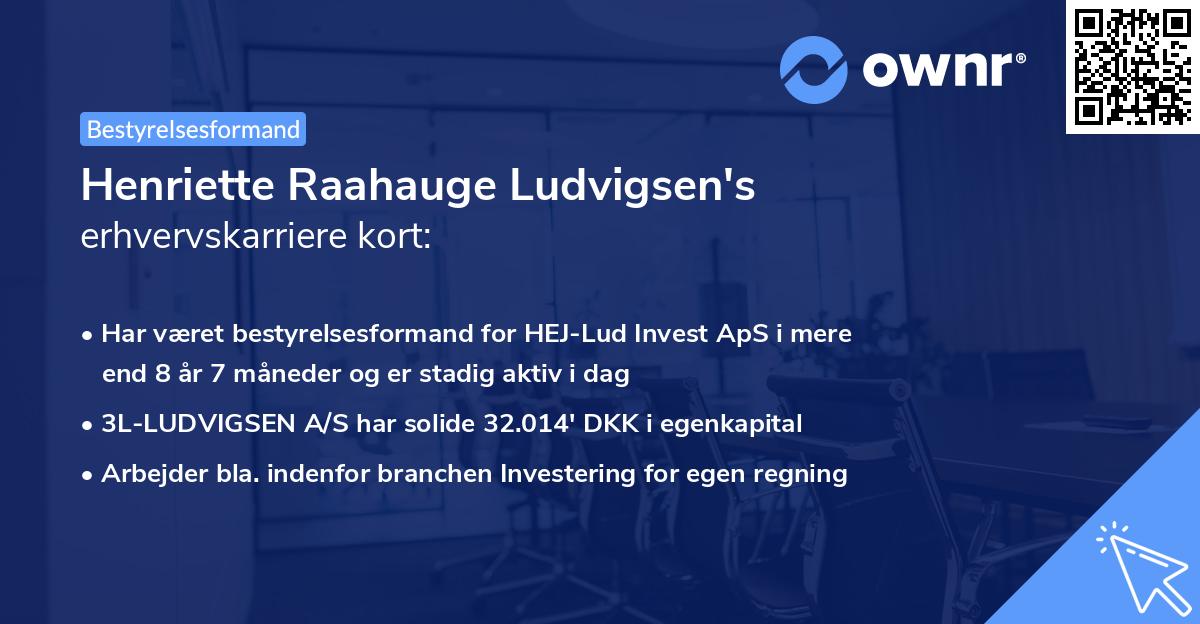 Henriette Raahauge Ludvigsen's erhvervskarriere kort
