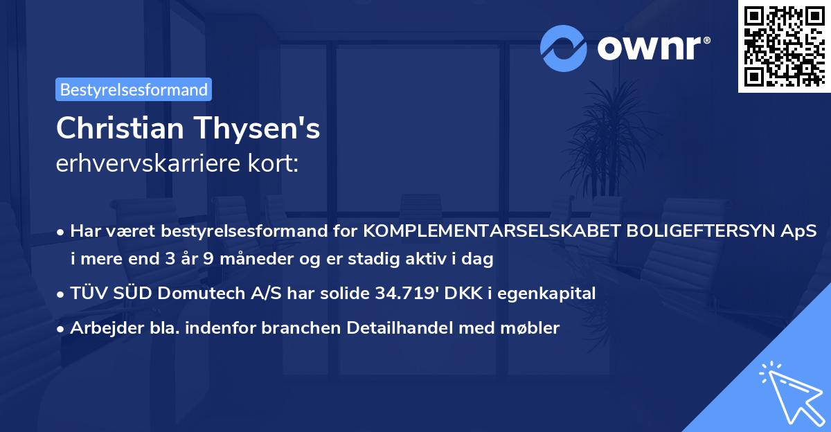 Christian Thysen's erhvervskarriere kort