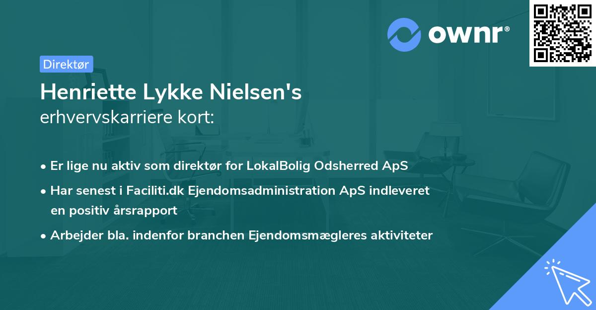 Henriette Lykke Nielsen's erhvervskarriere kort