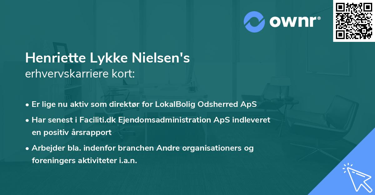 Henriette Lykke Nielsen's erhvervskarriere kort