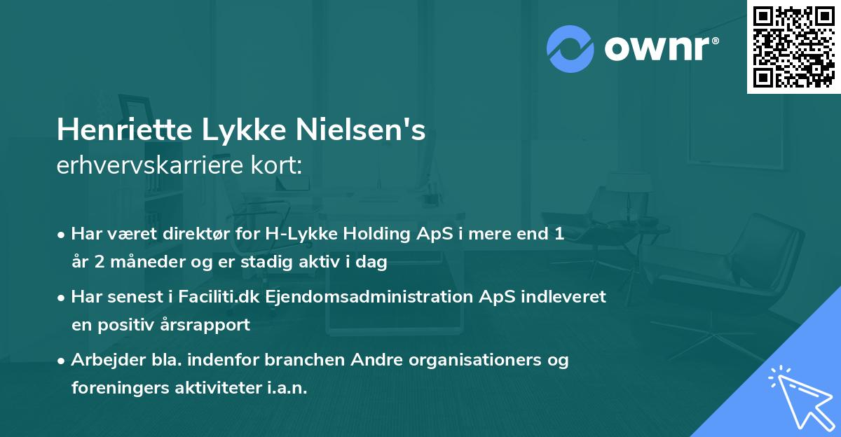 Henriette Lykke Nielsen's erhvervskarriere kort