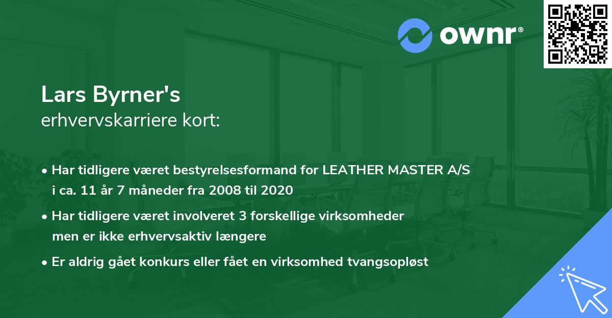 Lars Byrner's erhvervskarriere kort