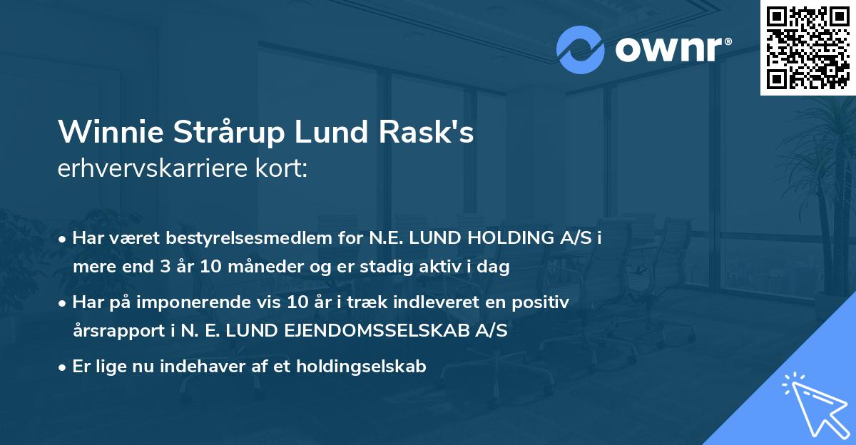 Winnie Strårup Lund Rask's erhvervskarriere kort