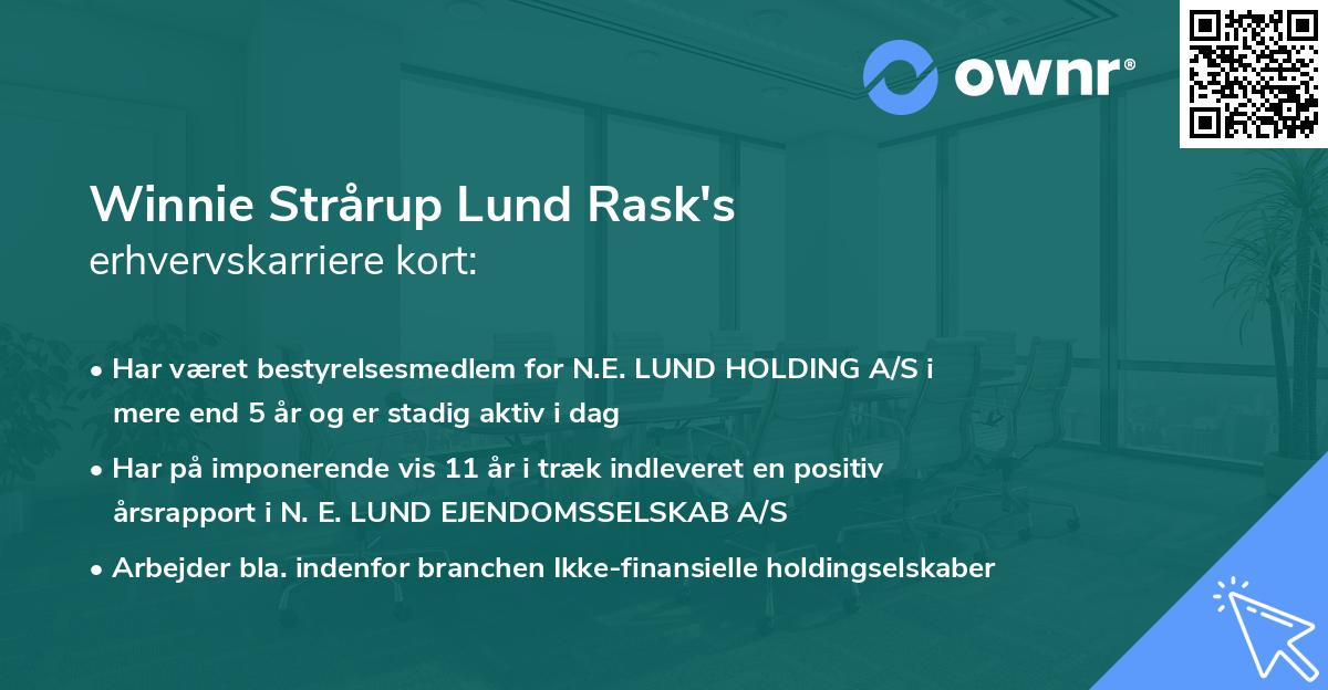 Winnie Strårup Lund Rask's erhvervskarriere kort