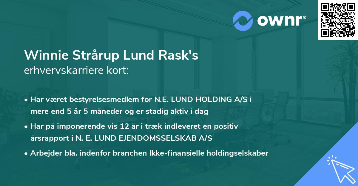 Winnie Strårup Lund Rask's erhvervskarriere kort