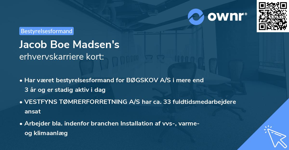 Jacob Boe Madsen's erhvervskarriere kort
