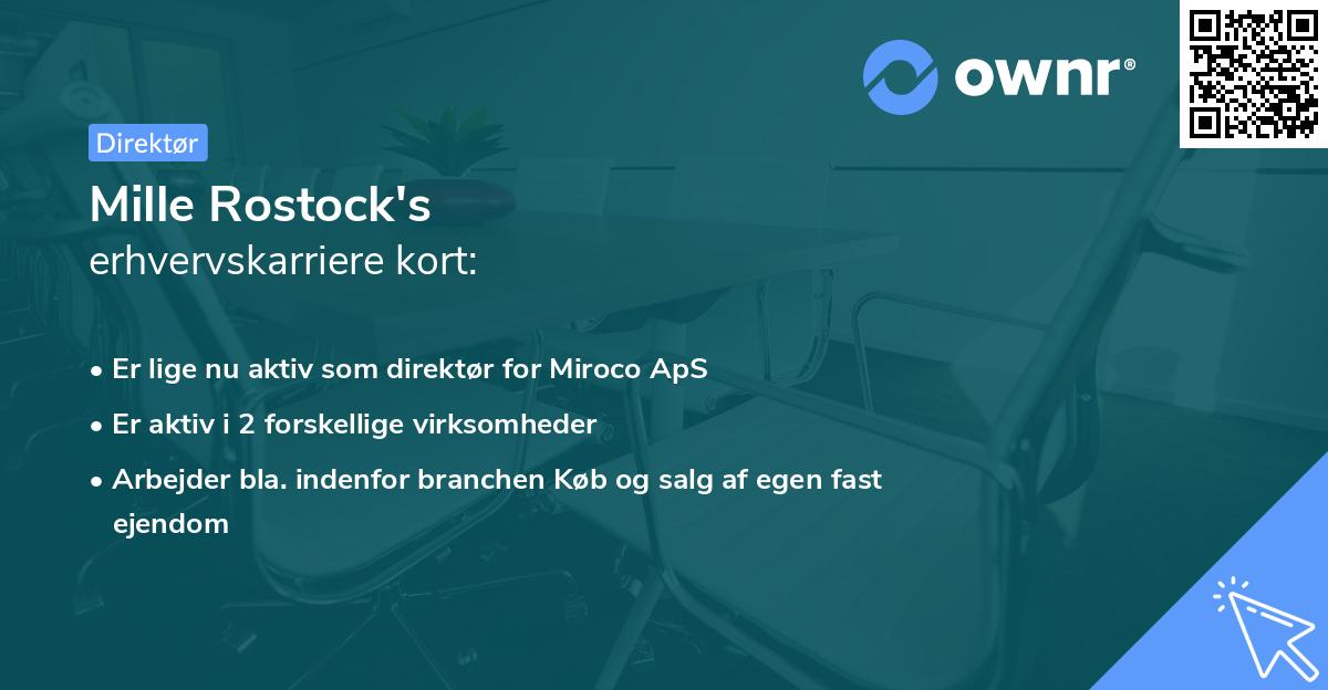 Mille Rostock's erhvervskarriere kort