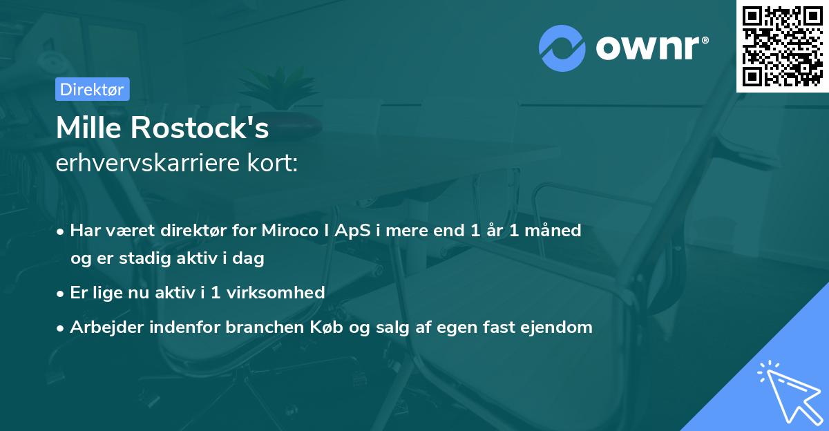 Mille Rostock's erhvervskarriere kort