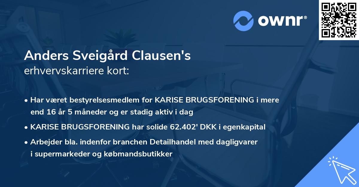 Anders Sveigård Clausen's erhvervskarriere kort