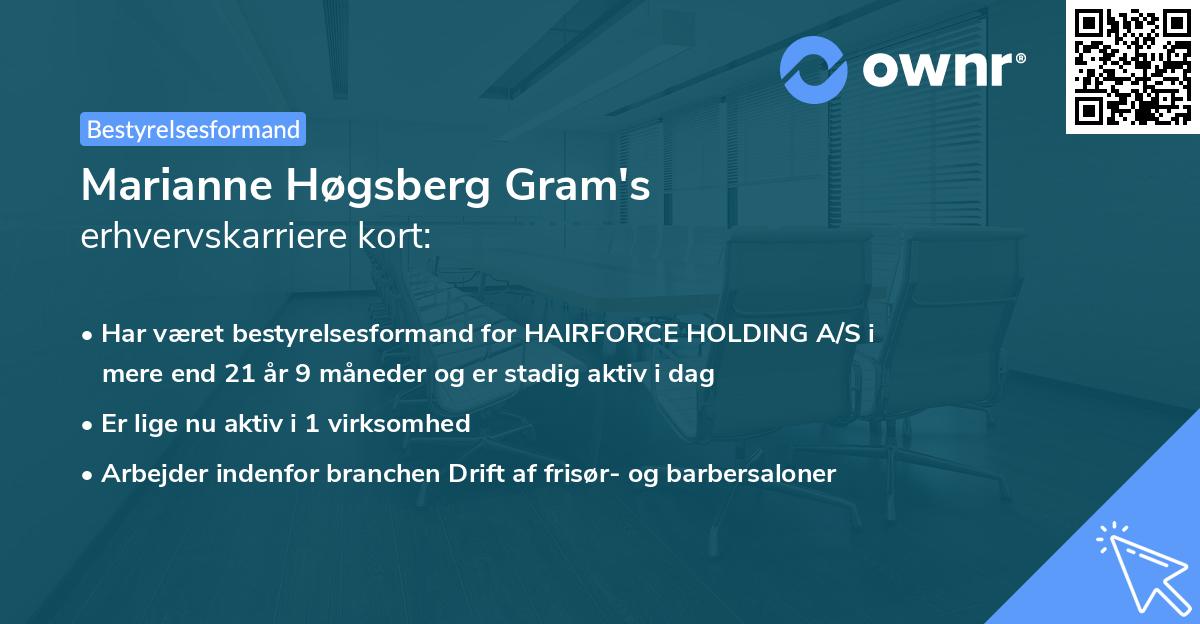Marianne Høgsberg Gram's erhvervskarriere kort