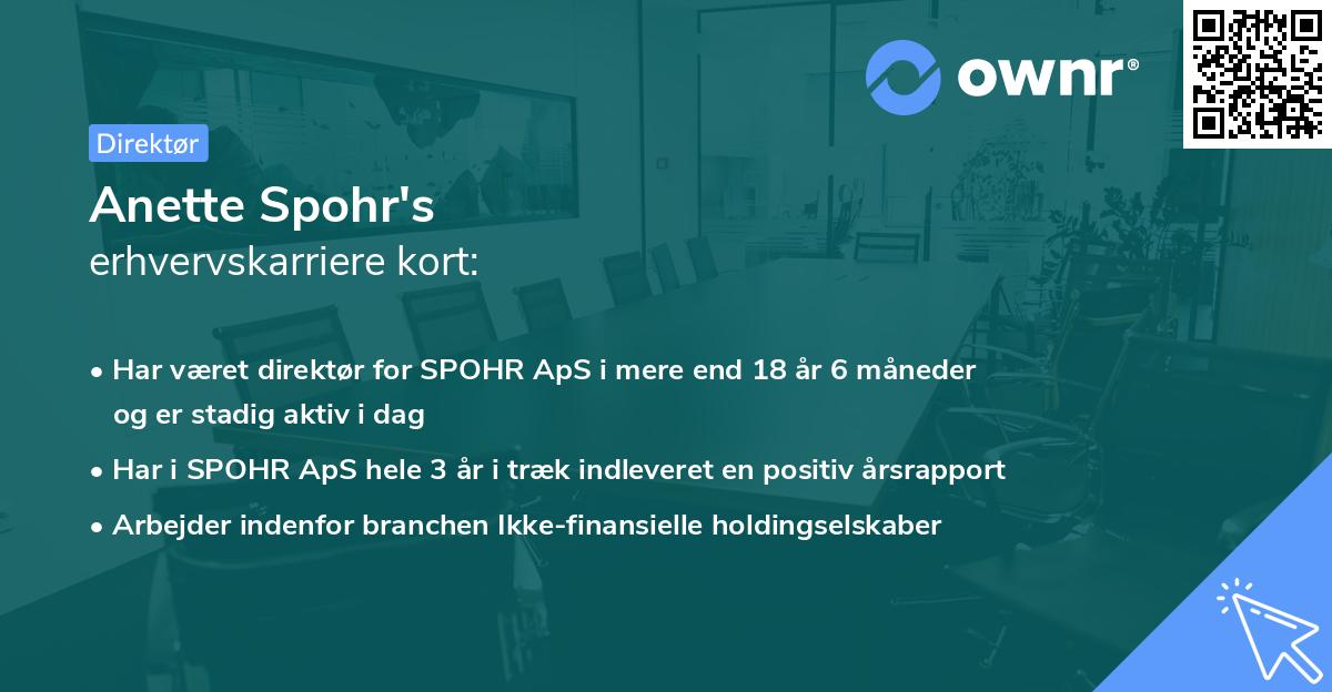 Anette Spohr's erhvervskarriere kort