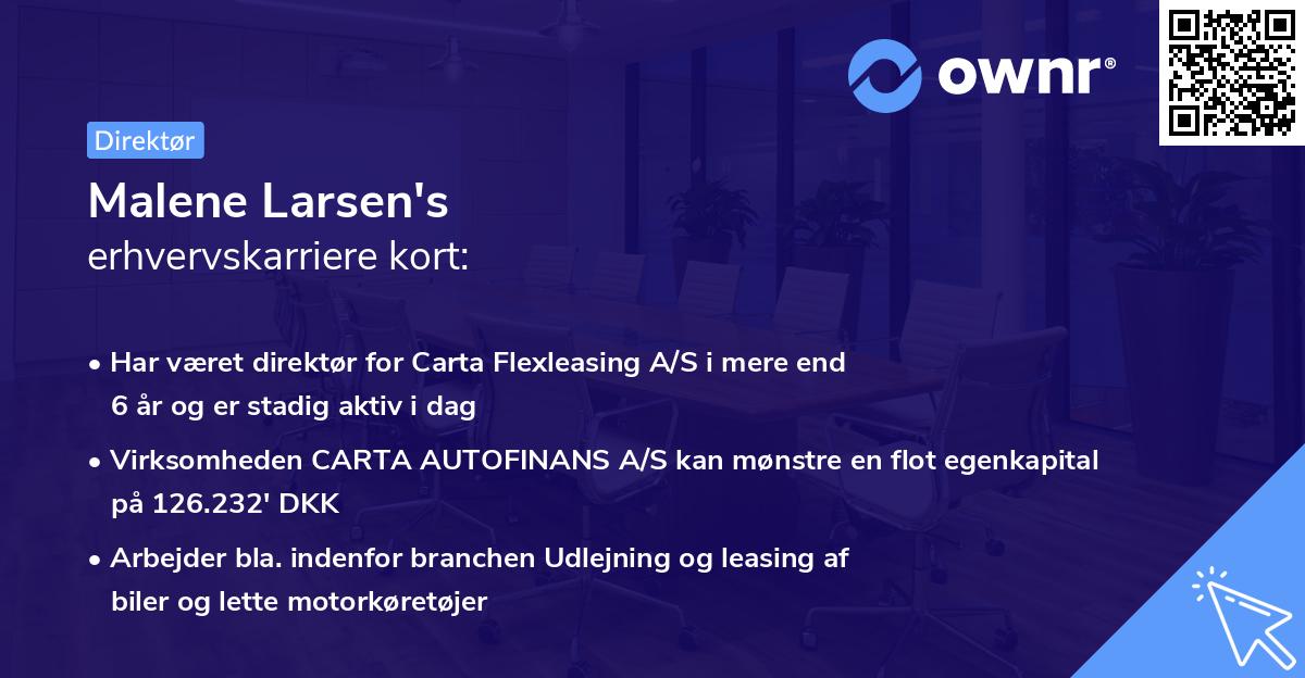 Malene Larsen's erhvervskarriere kort