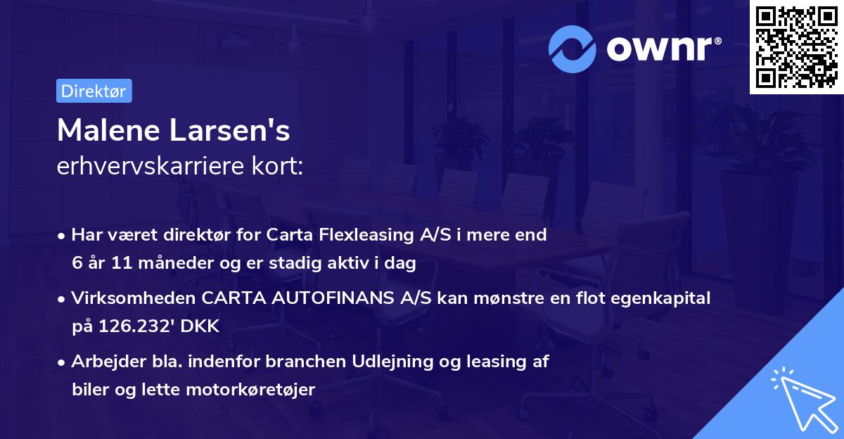 Malene Larsen's erhvervskarriere kort