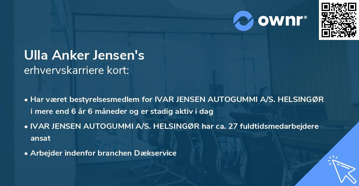 Ulla Anker Jensen's erhvervskarriere kort