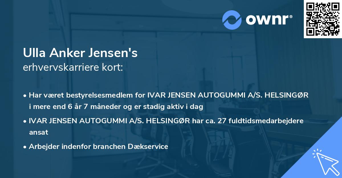 Ulla Anker Jensen's erhvervskarriere kort