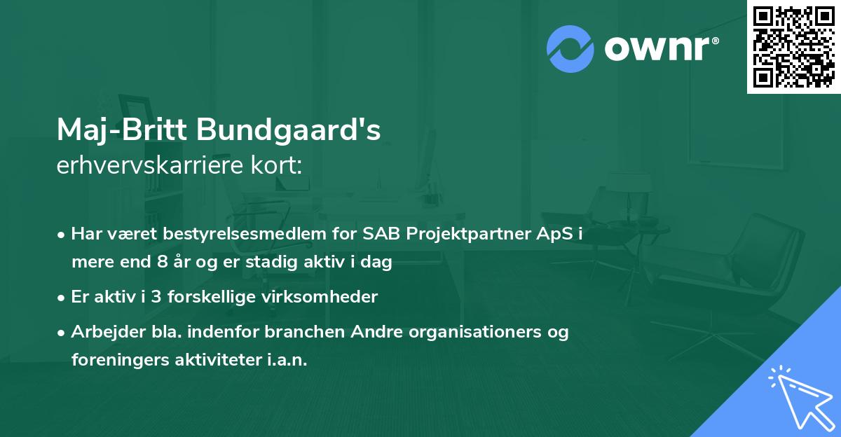 Maj-Britt Bundgaard's erhvervskarriere kort
