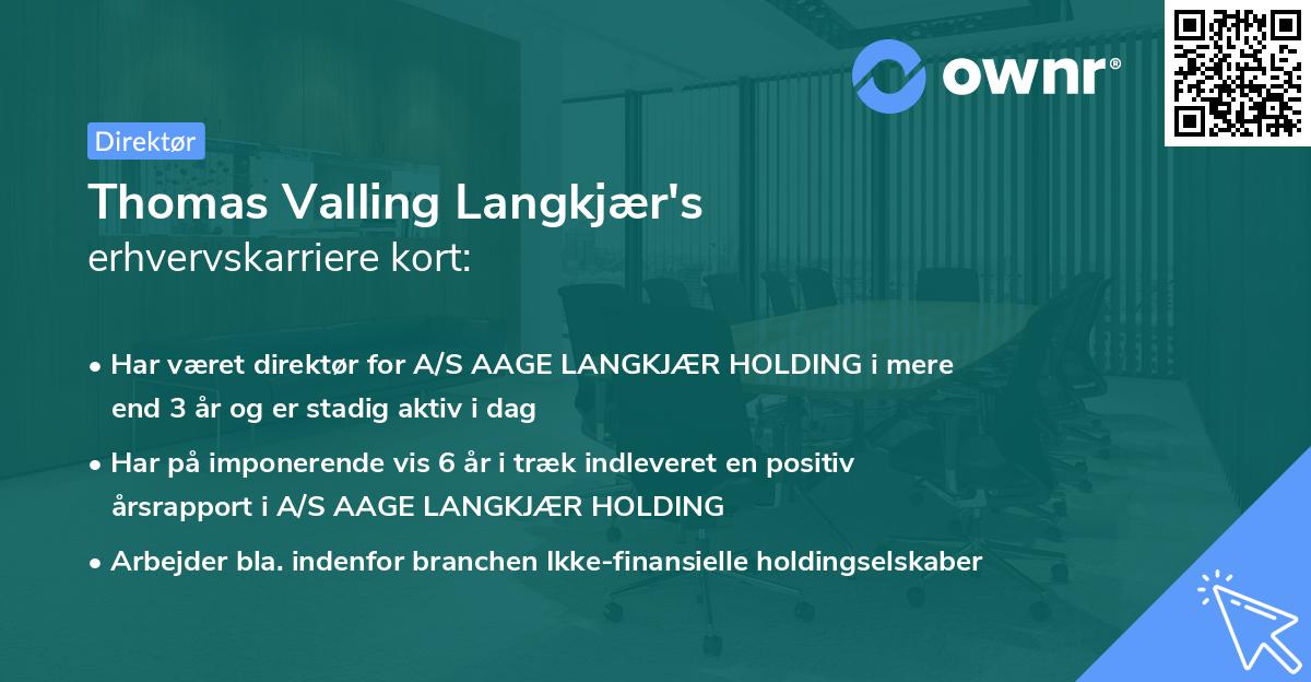 Thomas Valling Langkjær's erhvervskarriere kort