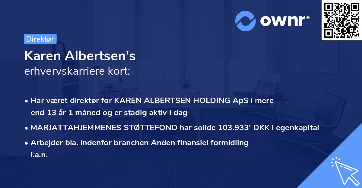 Karen Albertsen's erhvervskarriere kort
