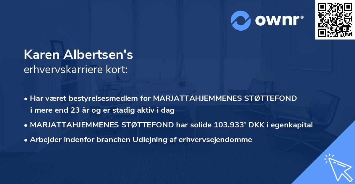Karen Albertsen's erhvervskarriere kort