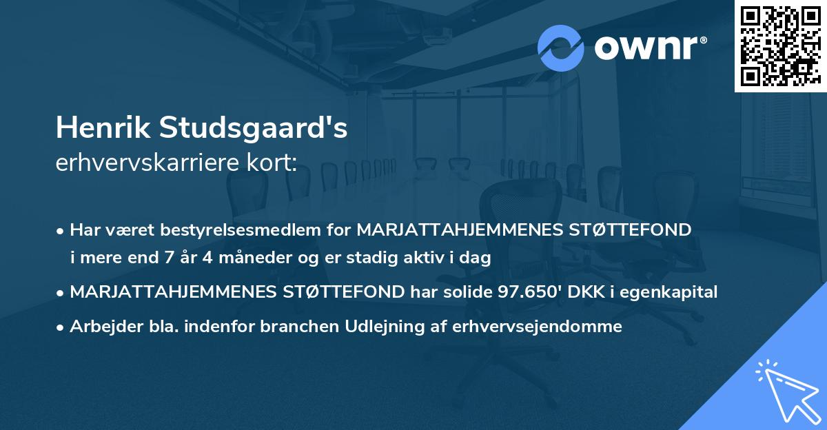 Henrik Studsgaard's erhvervskarriere kort