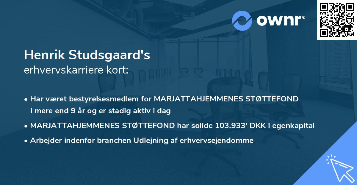 Henrik Studsgaard's erhvervskarriere kort