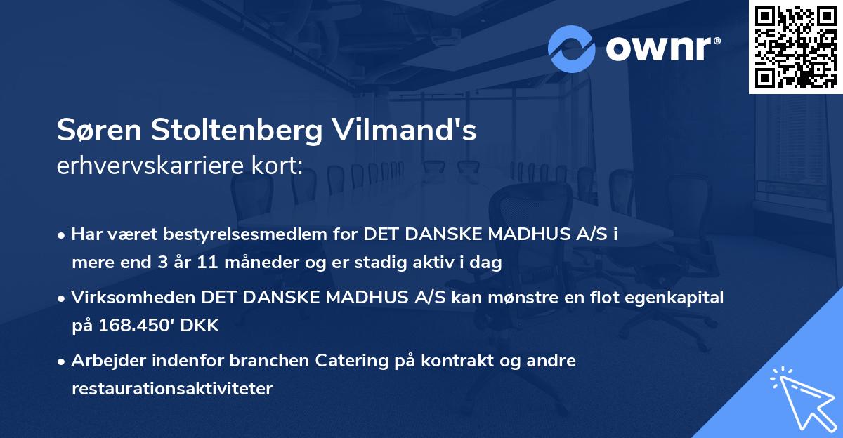 Søren Stoltenberg Vilmand's erhvervskarriere kort