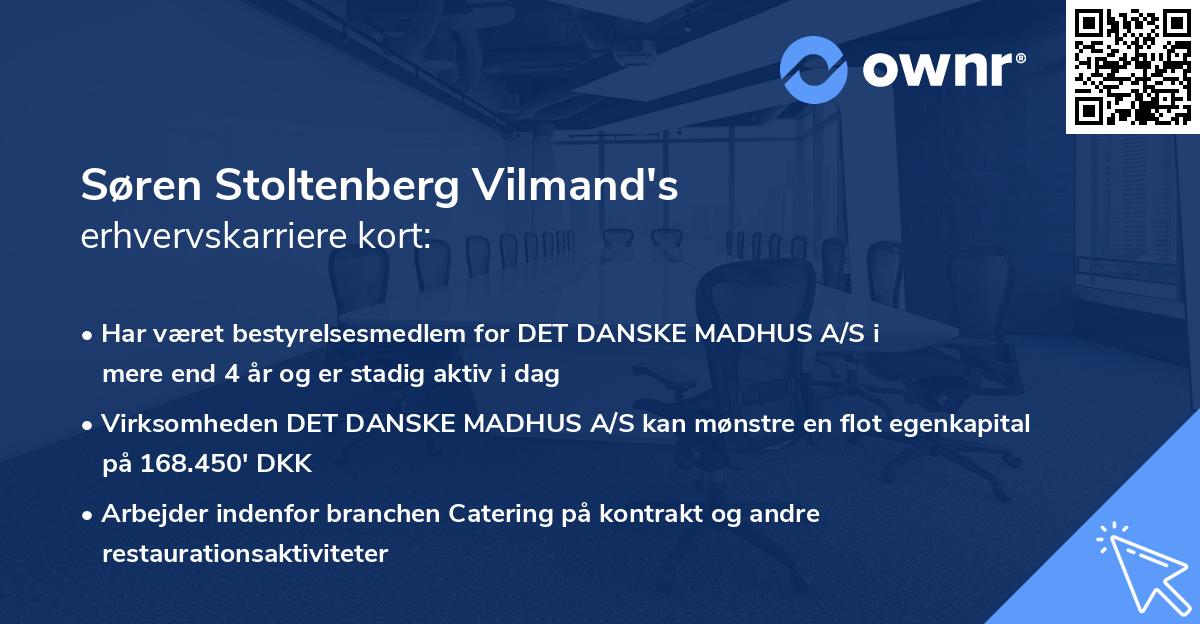 Søren Stoltenberg Vilmand's erhvervskarriere kort