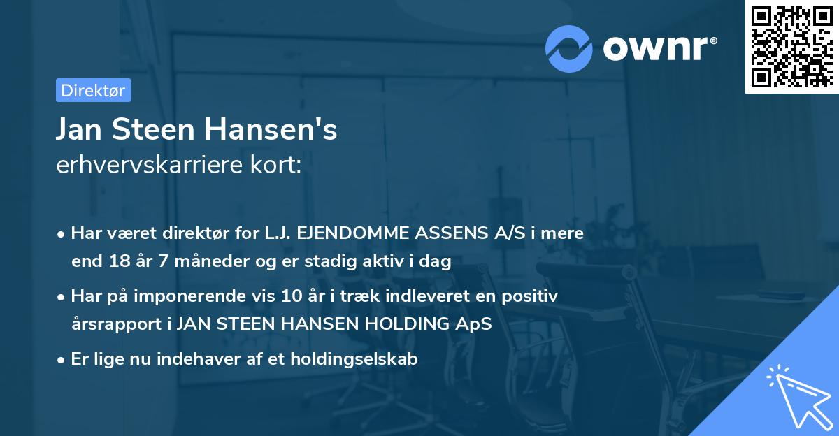 Jan Steen Hansen's erhvervskarriere kort