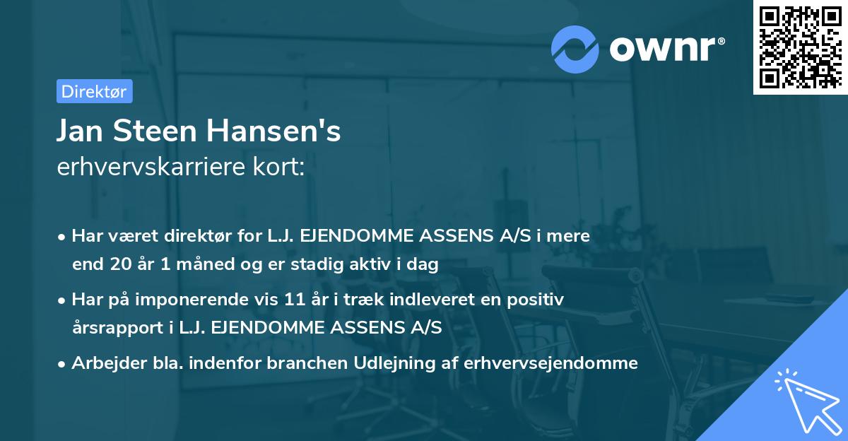 Jan Steen Hansen's erhvervskarriere kort