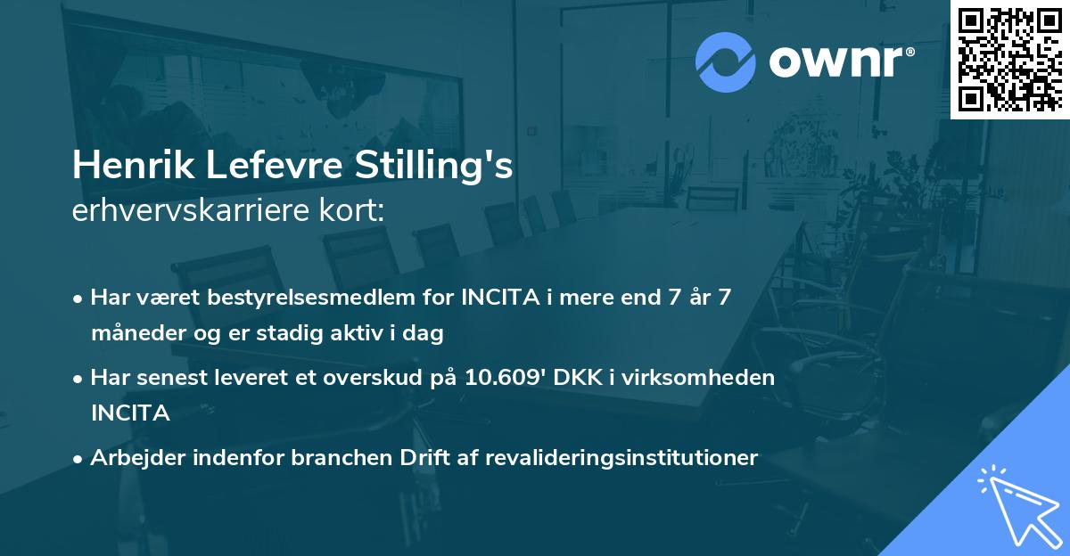 Henrik Lefevre Stilling's erhvervskarriere kort