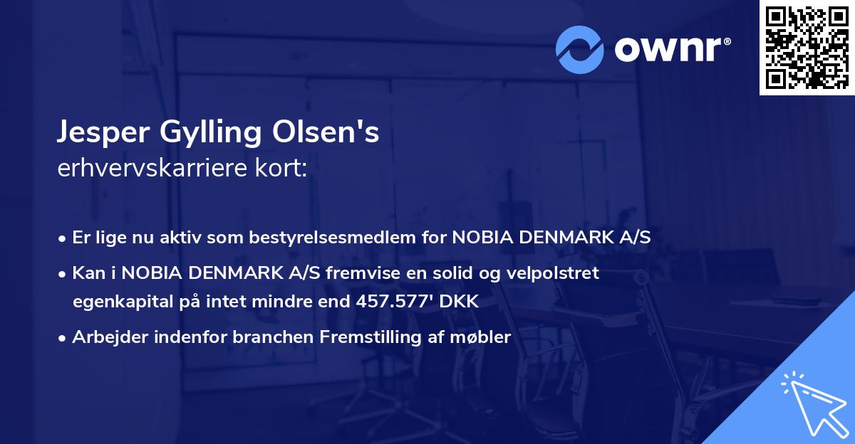 Jesper Gylling Olsen's erhvervskarriere kort