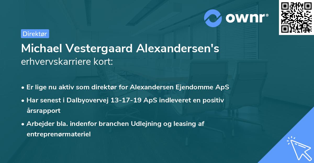 Michael Vestergaard Alexandersen's erhvervskarriere kort
