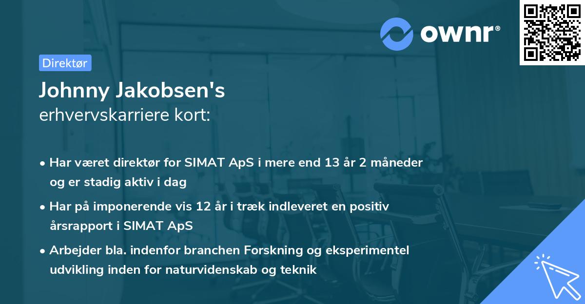 Johnny Jakobsen's erhvervskarriere kort