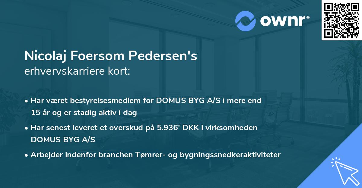 Nicolaj Foersom Pedersen's erhvervskarriere kort