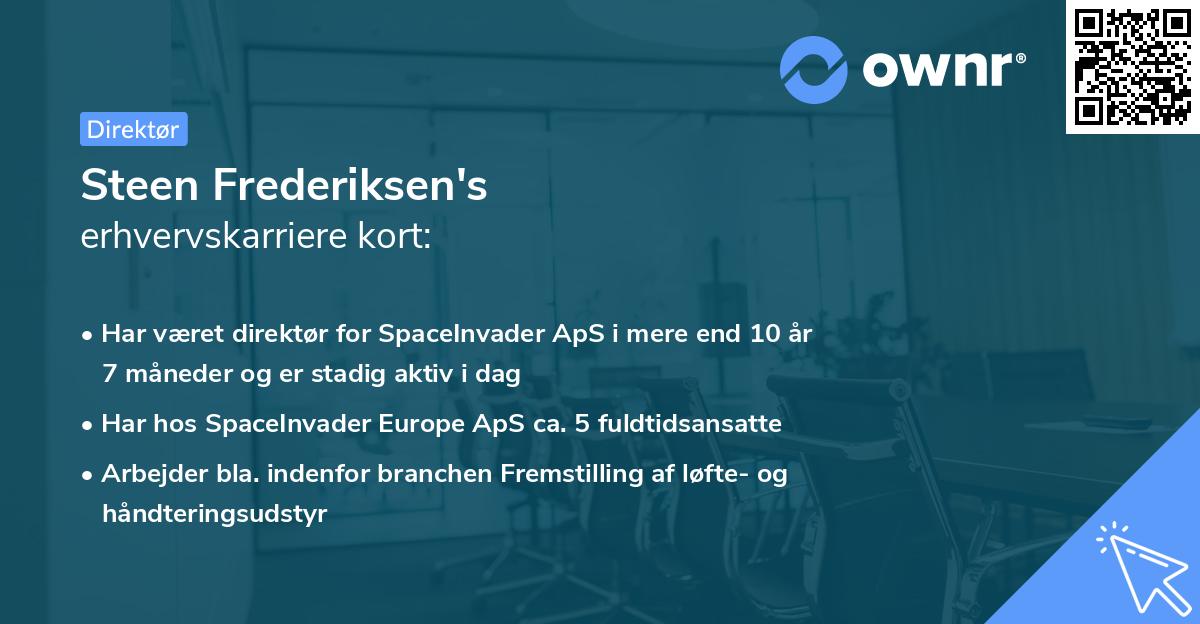 Steen Frederiksen's erhvervskarriere kort