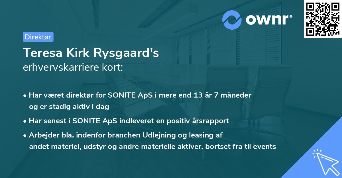 Teresa Kirk Rysgaard's erhvervskarriere kort