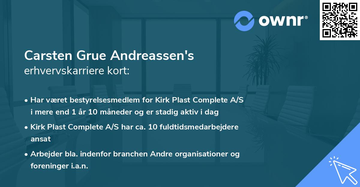 Carsten Grue Andreassen's erhvervskarriere kort