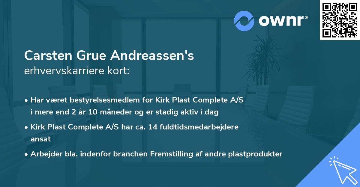 Carsten Grue Andreassen's erhvervskarriere kort