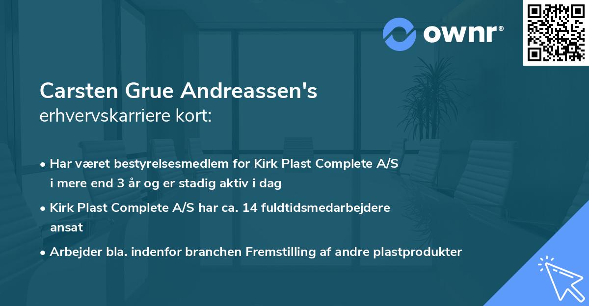Carsten Grue Andreassen's erhvervskarriere kort