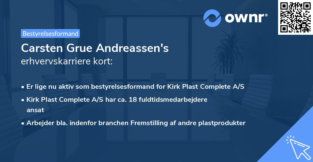 Carsten Grue Andreassen's erhvervskarriere kort