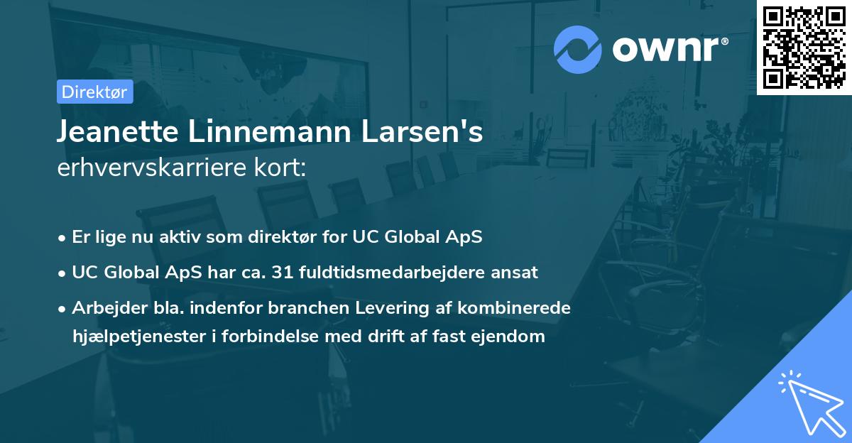 Jeanette Linnemann Larsen's erhvervskarriere kort