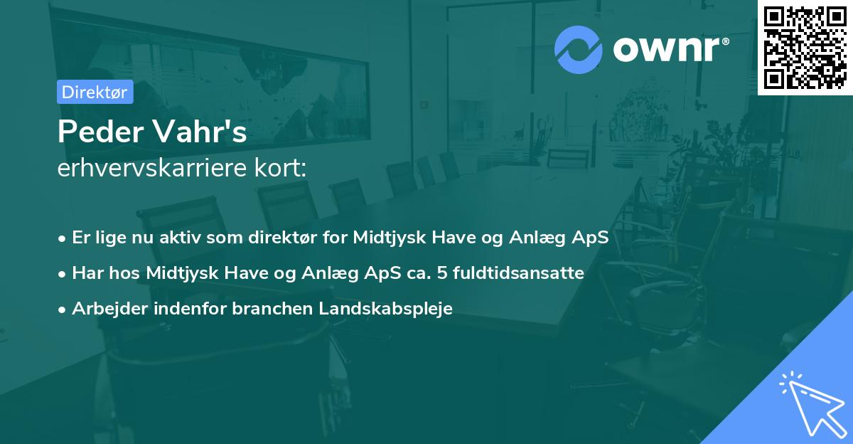 Peder Vahr's erhvervskarriere kort