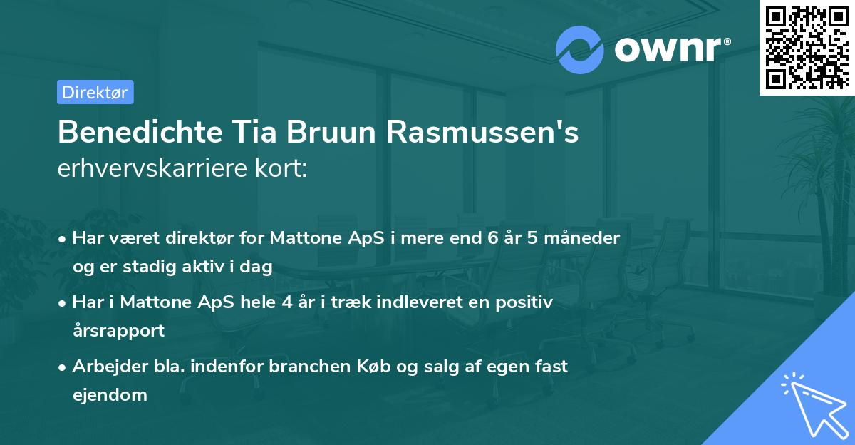 Benedichte Tia Bruun Rasmussen's erhvervskarriere kort